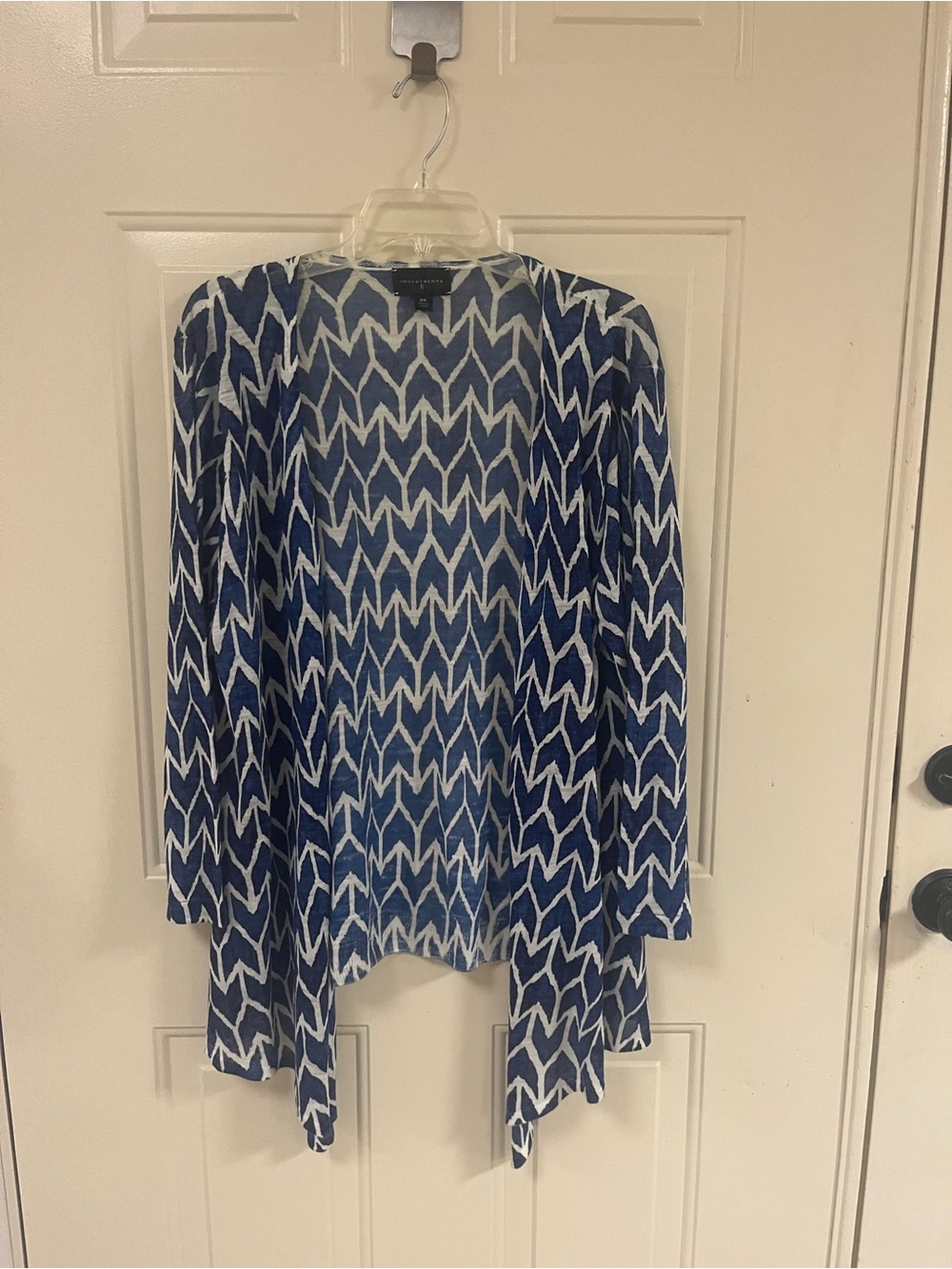 Investments Blue & White Chevron Knit Cardigan